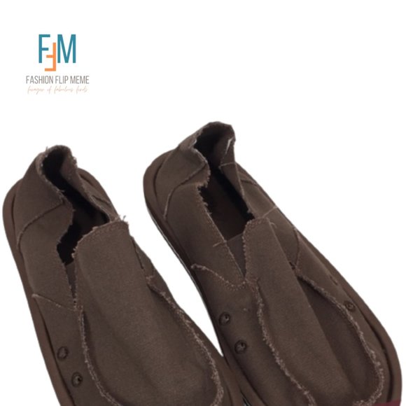 Unisex Unique Raw Edge Canvas Slip-On Boat Shoes - Picture 3 of 7